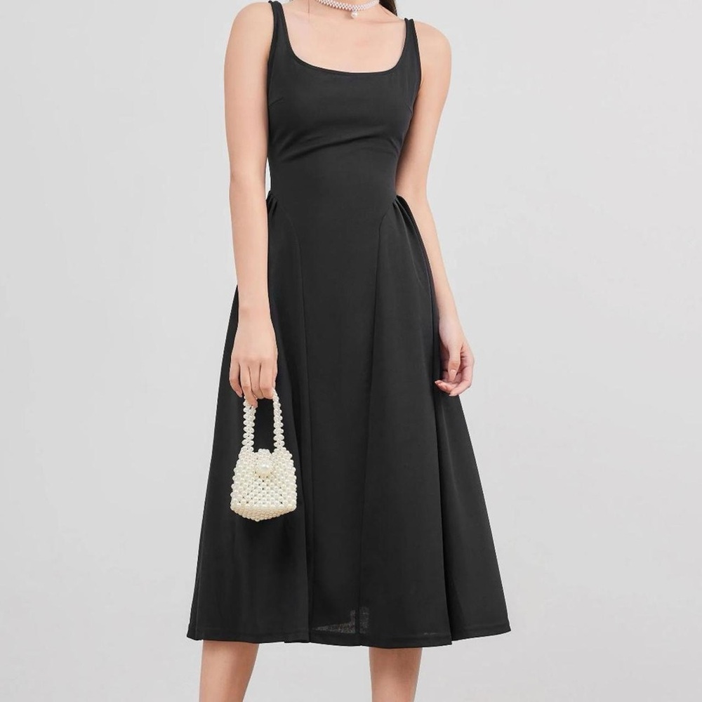 Black mid length dress